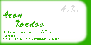 aron kordos business card